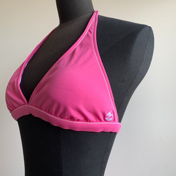 Billabong BLUE CRUSH era Vintage bikini solid pink halter top set RARE - Picture 6 of 8